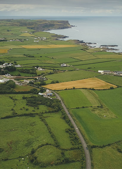 Irish Dairy farms and Coastline